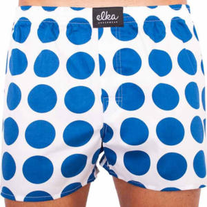 Pánské trenky ELKA bílé s velkými modrými puntíky (P0033) XL Možnost vrácení zboží do 120 dnů!⭐