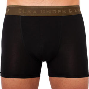 Pánské boxerky ELKA černé s khaki gumou premium (PB051) L Možnost vrácení zboží do 120 dnů!⭐
