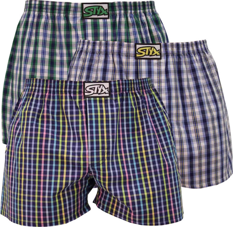 3PACK pánské trenky Styx klasická guma vícebarevné (A1030609) M Možnost vrácení zboží do 120 dnů!⭐