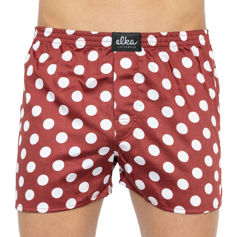 Pánské trenky ELKA bordó s puntíky (M00059) S Možnost vrácení zboží do 120 dnů!⭐