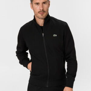 Sport Cotton Blend Fleece Zip Mikina Lacoste Černá
