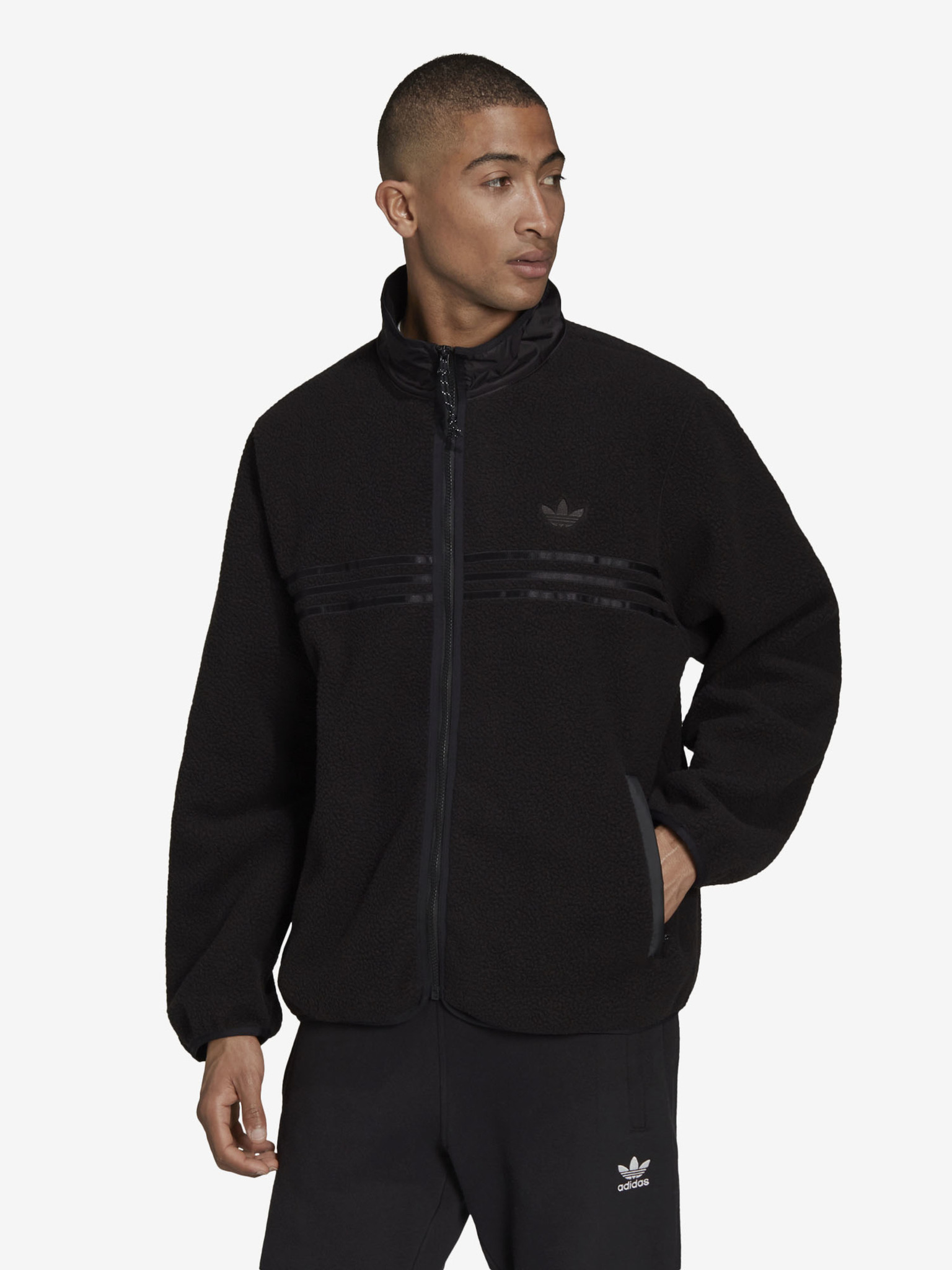 Zip Thru Fleece Mikina adidas Originals Černá