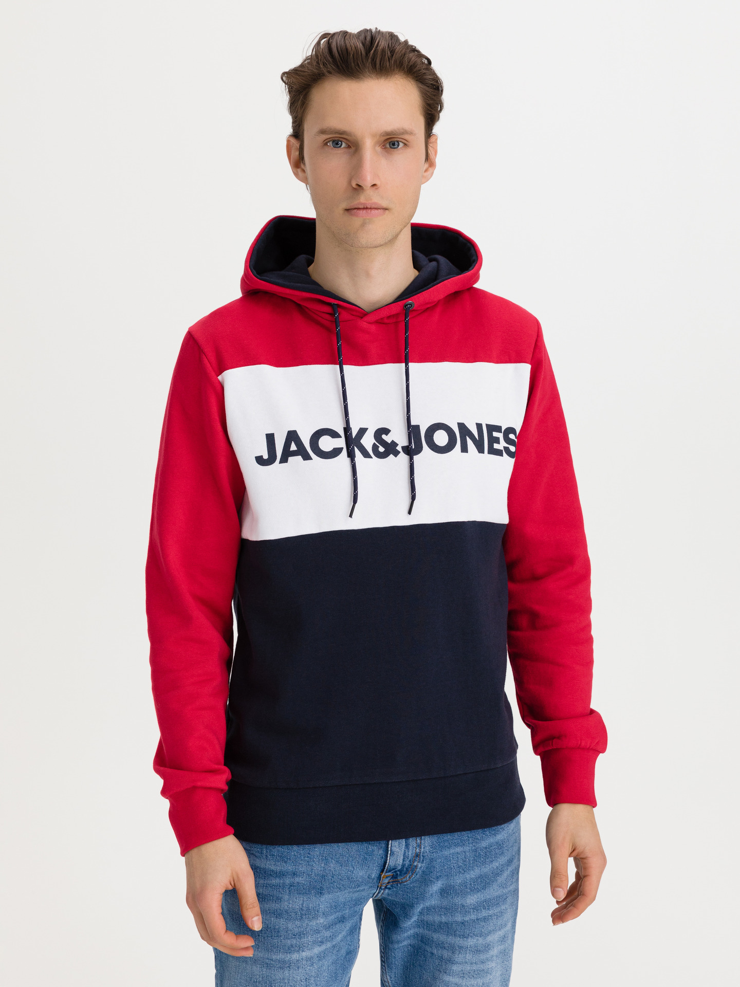 Logo Blocking Mikina Jack & Jones Červená