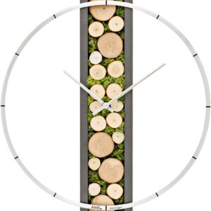 AMS Design Nástěnné hodiny s dřevem a přírodním mechem 9607 - AMS Design Hodinky -> Hodiny -> Nástěnné hodiny pro muže
