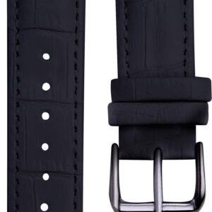 4wrist Kožený řemínek s krokodýlím vzorem - Černý 22 mm - 4wrist Hodinky -> Řemínky pro ženy