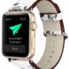4wrist Kožený řemínek pro Apple Watch s motivem květin - bílo-černý 42/44/45 mm - 4wrist Hodinky -> Řemínky pro ženy