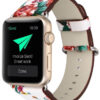 4wrist Kožený řemínek pro Apple Watch s motivem květin - Bílý 42/44/45 mm - 4wrist Hodinky -> Řemínky pro ženy