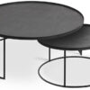 Designové konferenční stolky Round Tray Coffee Table Set Large Noční stolky ETHNICRAFT