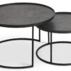 Designové konferenční stolky Round Tray Coffee Table Set Small Noční stolky ETHNICRAFT